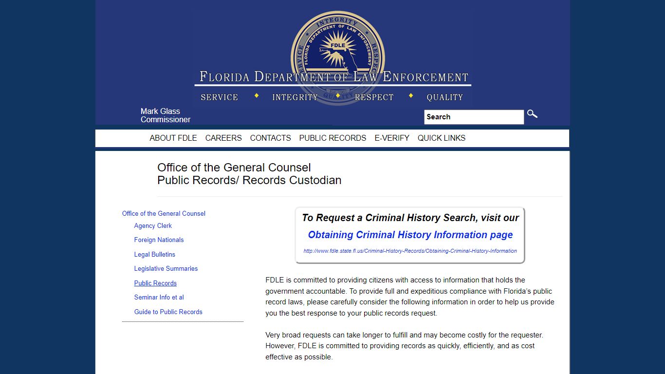 Public Records/ Records Custodian - fdle.state.fl.us